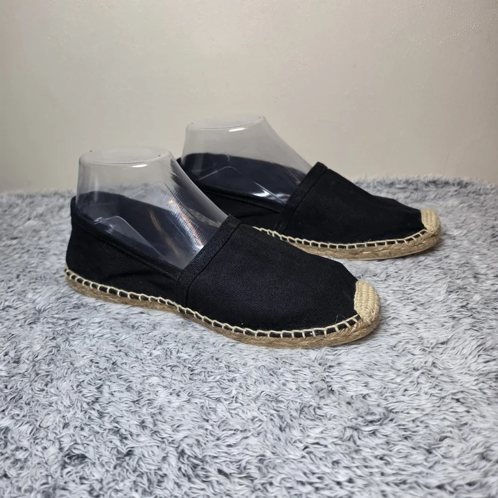 Cousu Main Espadrille Shoes Black Flats Women's Size EU 38